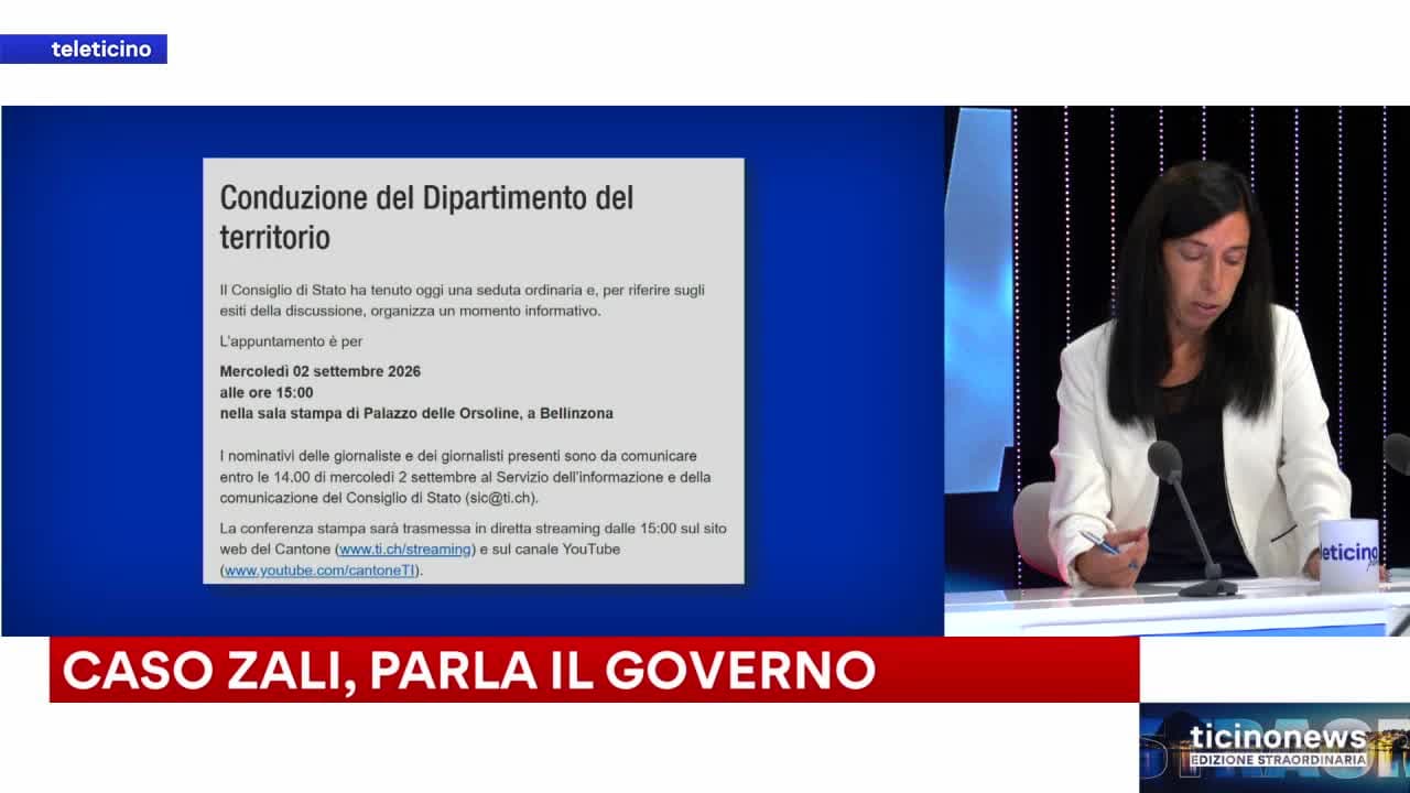 Ticinonews Edizione Straordinaria del 2 settembre 2026 - Conduzione del Dipartimento del territorio